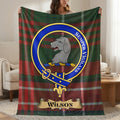 Wilson clan crest tartan throw blanket with Semper Vigilans motto — 50x60