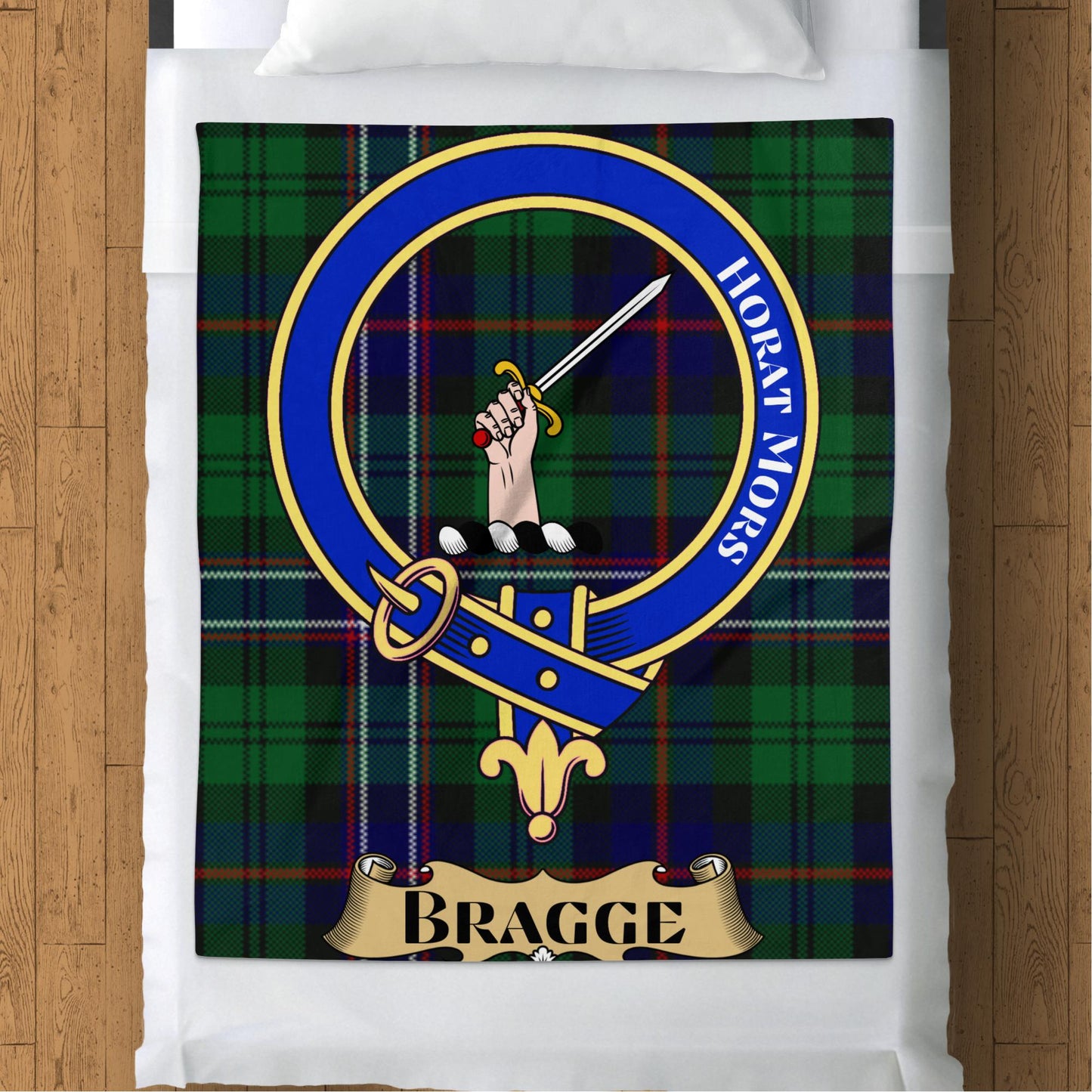 Clan Bragge Crest Scottish Tartan Throw Blanket - Living Stone Gifts