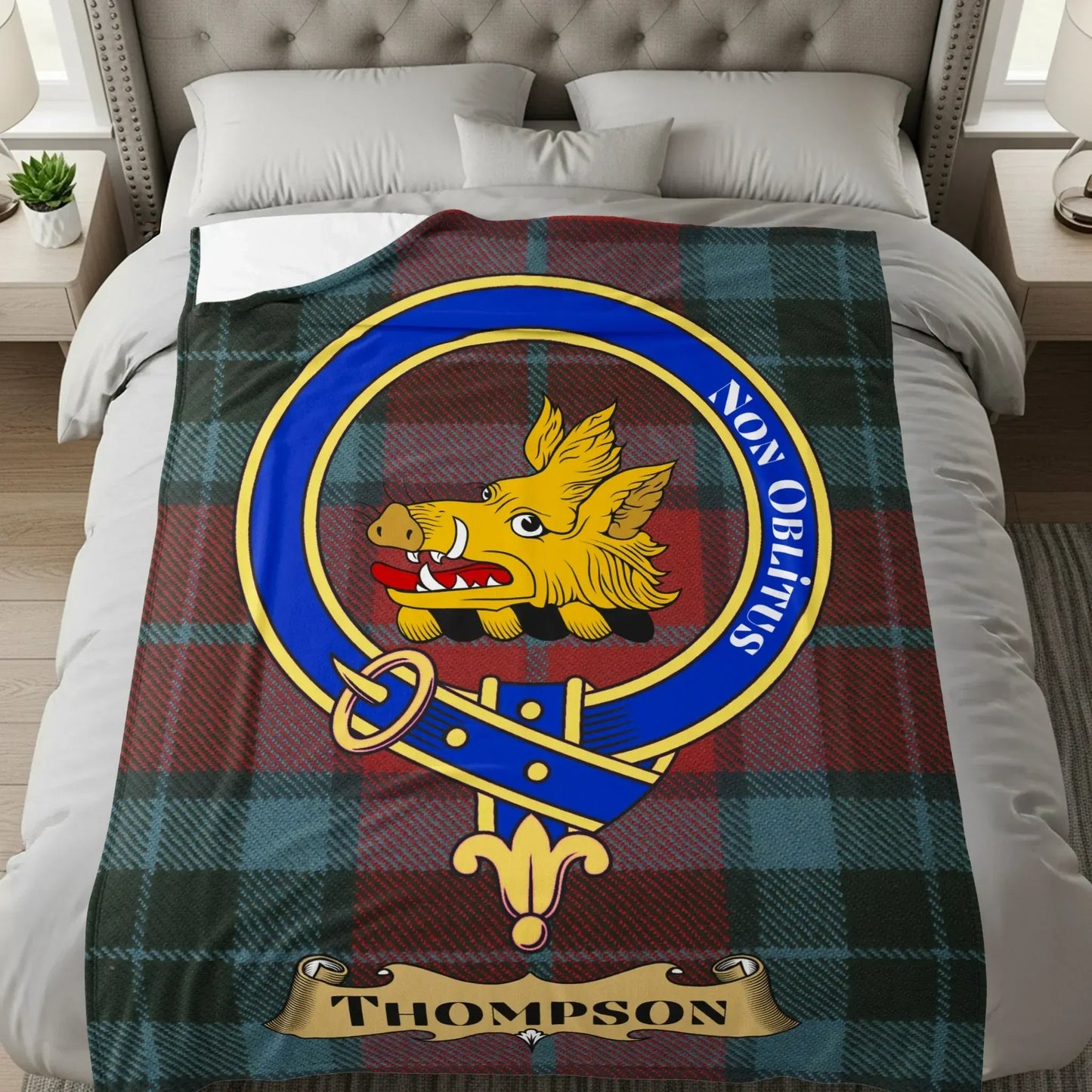 Thompson Tartan Blanket with Crest Design product type