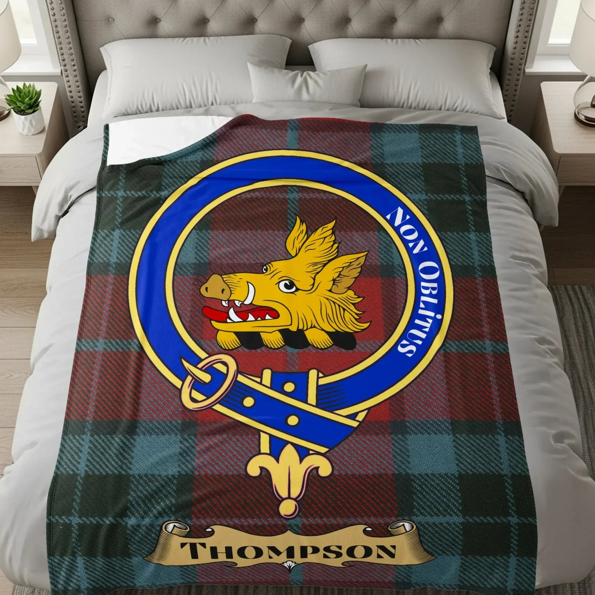 Thompson Tartan Blanket with Crest Design product type