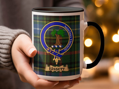 Unique Bissett Emblem Tartan Plaid Design Coffee Mug - Living Stone Gifts