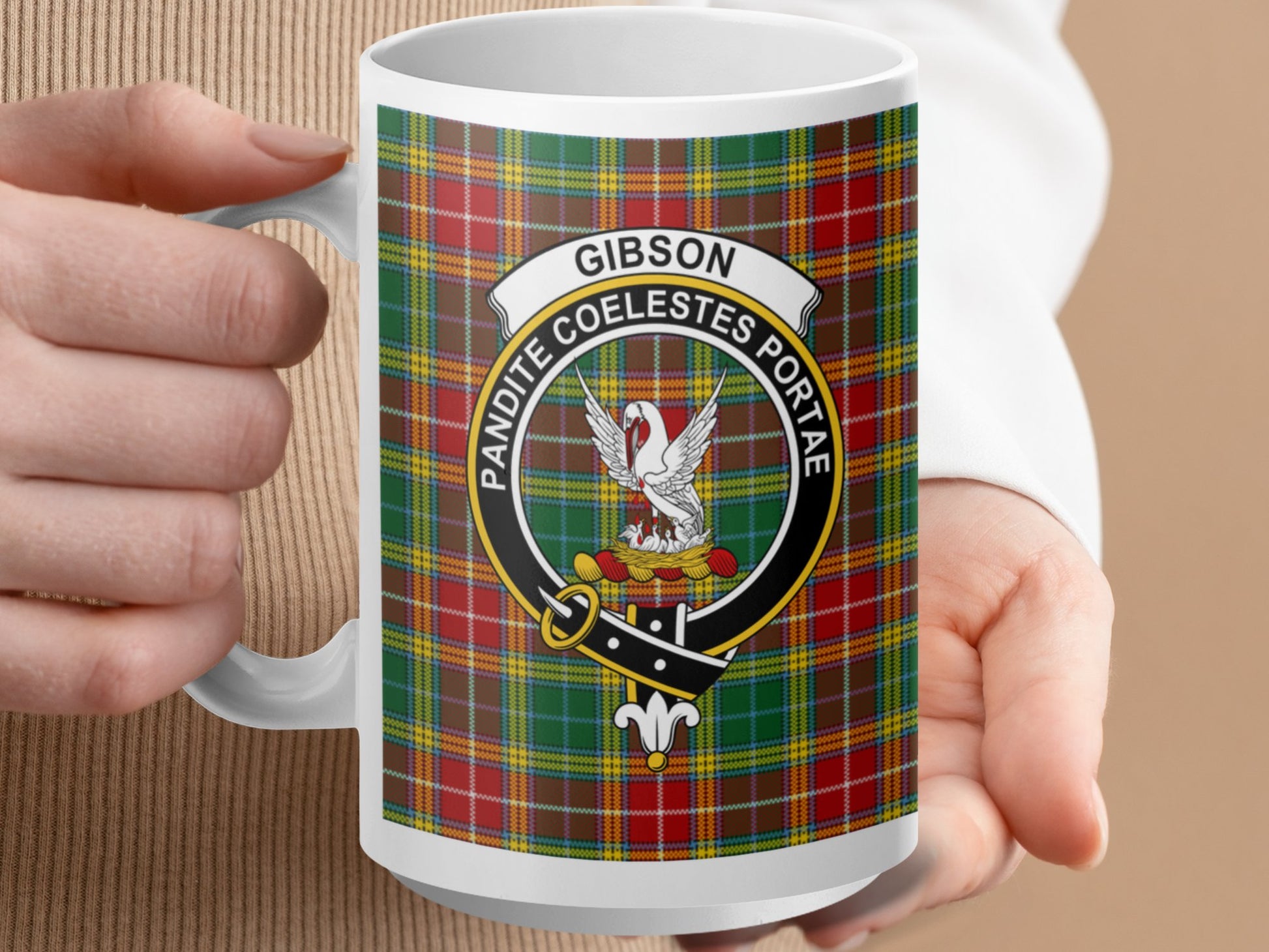 Clan Gibson Scottish Tartan Crest Mug - Living Stone Gifts