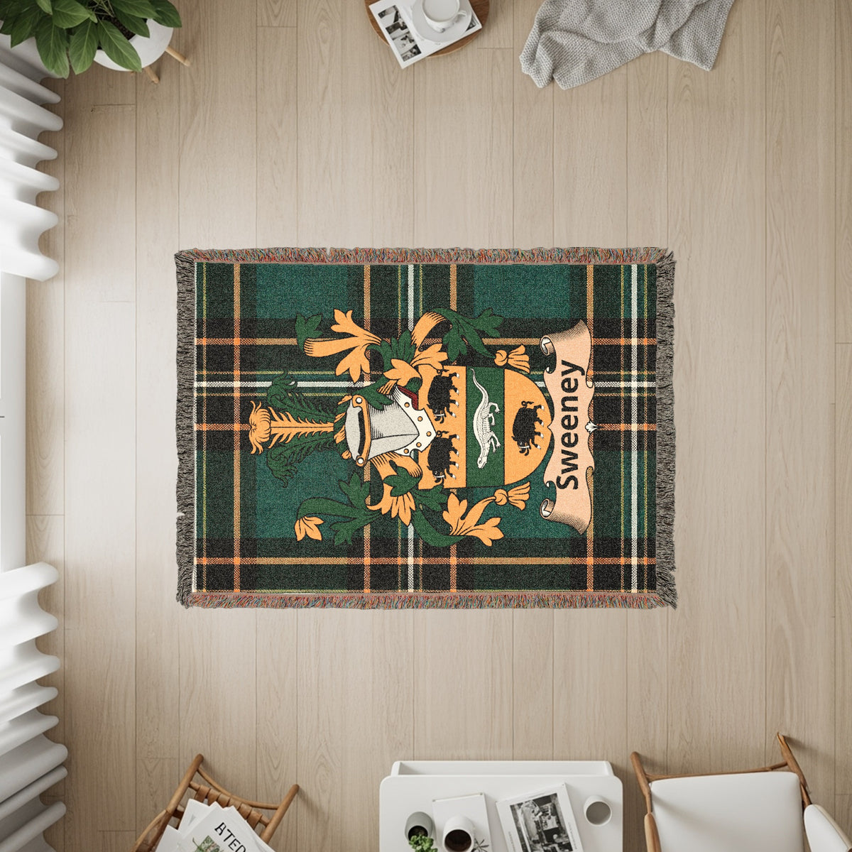 Sweeney Irish ancestry gift blanket with surname crest design