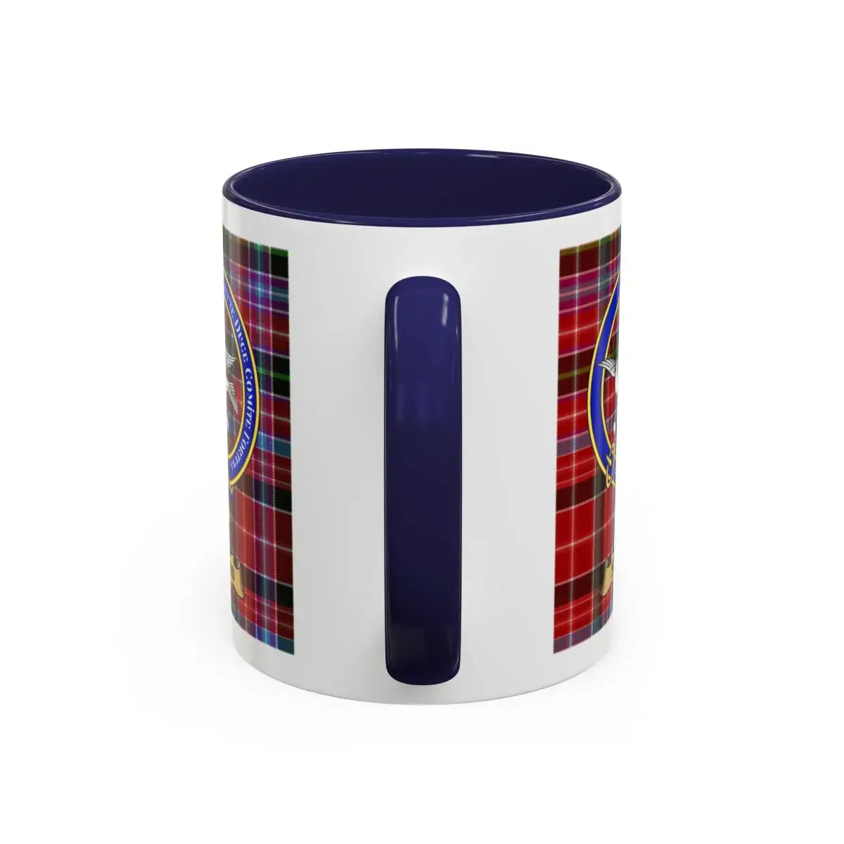Shand clan crest mug shown in 11 oz and 15 oz sizes