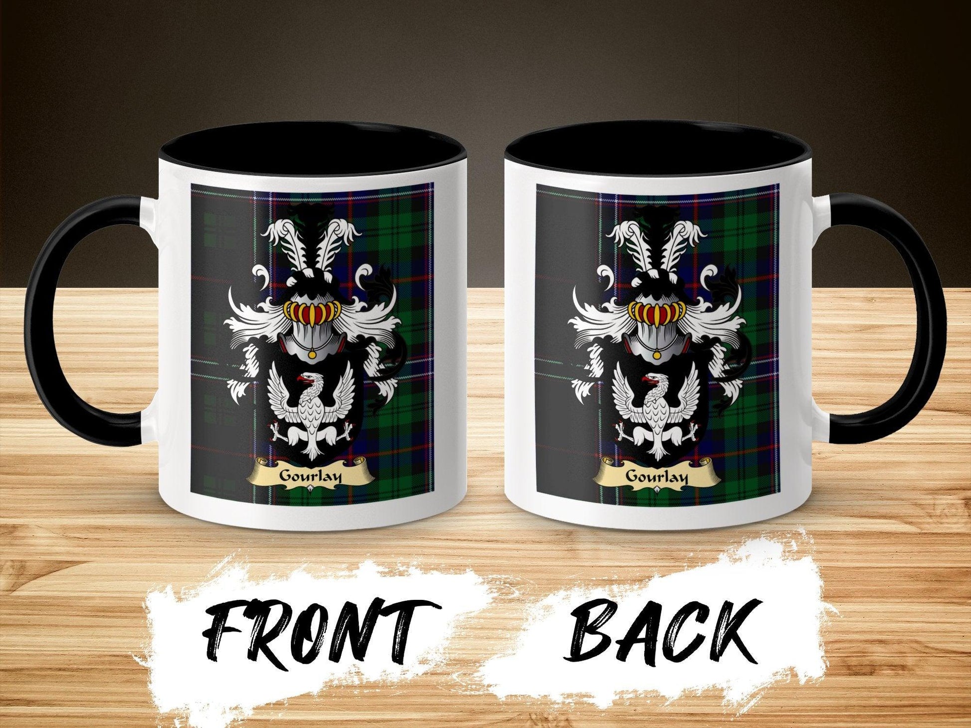 Gourlay Clan Surname Coat Of Arms Scottish Mug - Celtic Ancestry Gifts