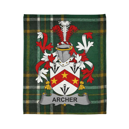 Archer Family Crest on Plaid Background Blanket product