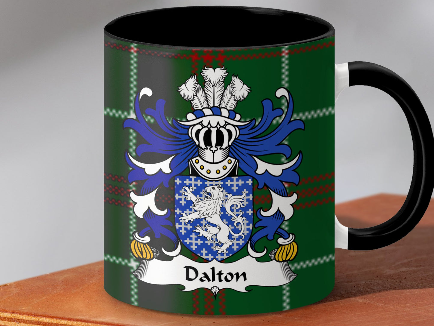 Dalton Coat of Arms Welsh National Tartan Background Mug - Living Stone Gifts