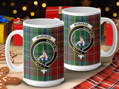 Muirhead Scottish Clan Crest Tartan Plaid Pattern Mug - Living Stone Gifts