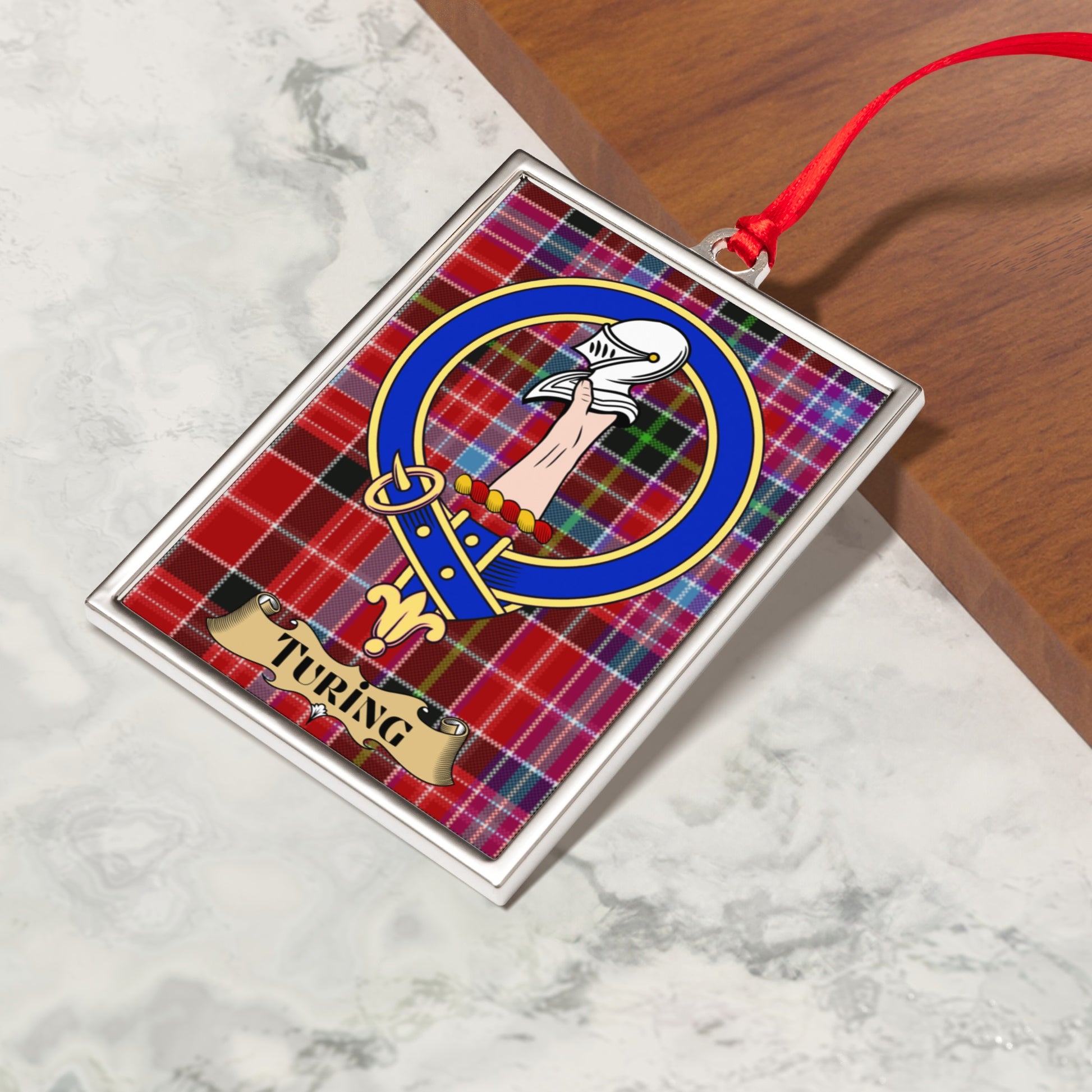 Turing Family Crest Plaid Design Rectangle Ornament product