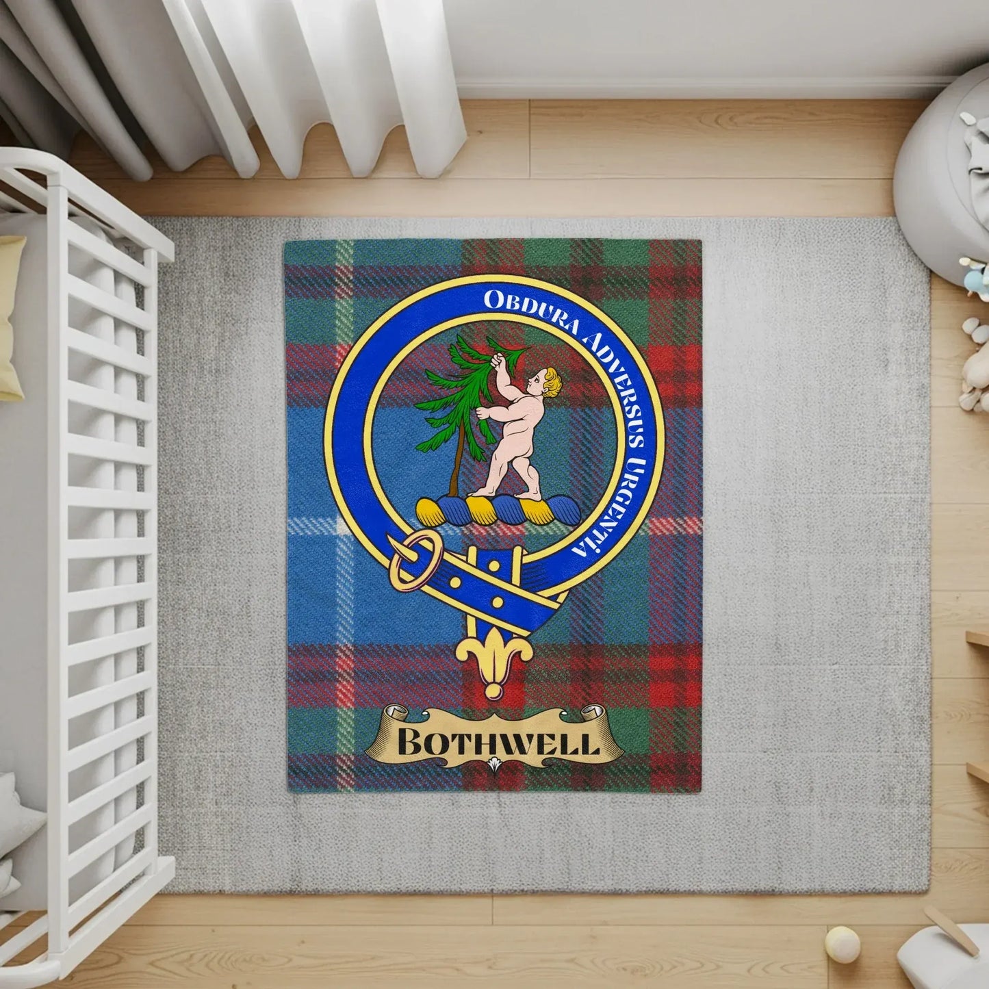 Bothwell Clan Crest and Tartan Accent Rug product
