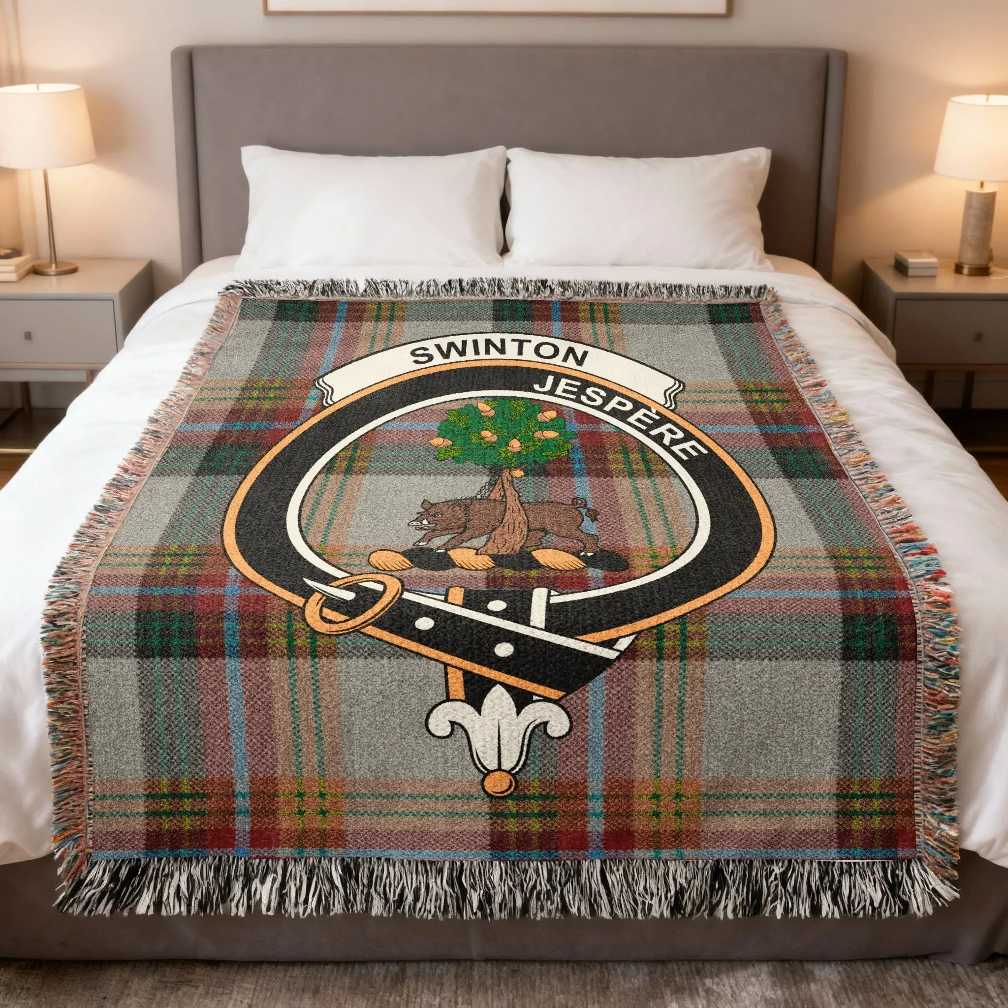 Swinton Jespere Clan Badge Tartan Blanket Product
