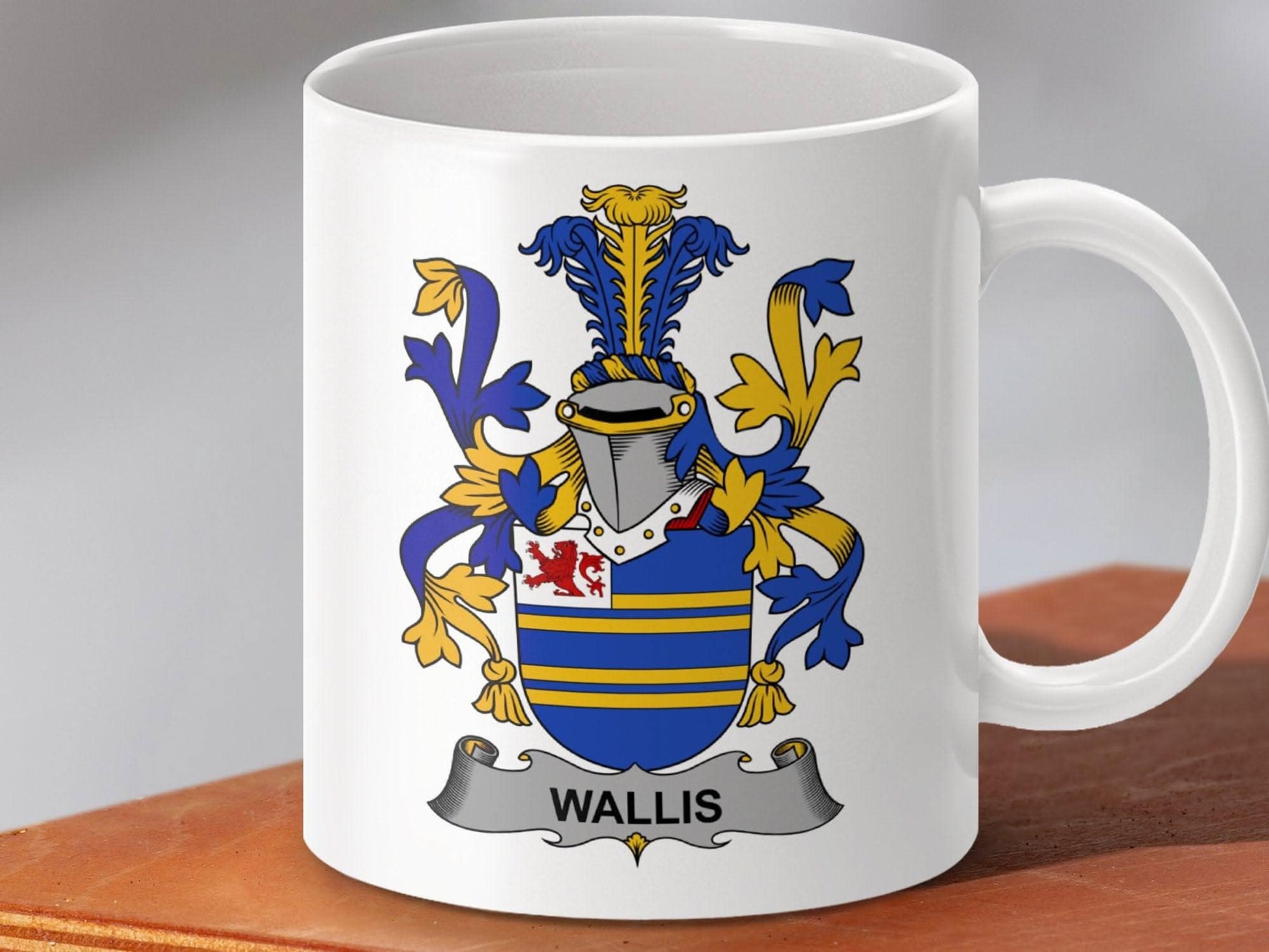 Wallis Family Crest Heraldic Coat of Arms Mug - Celtic Ancestry Gifts