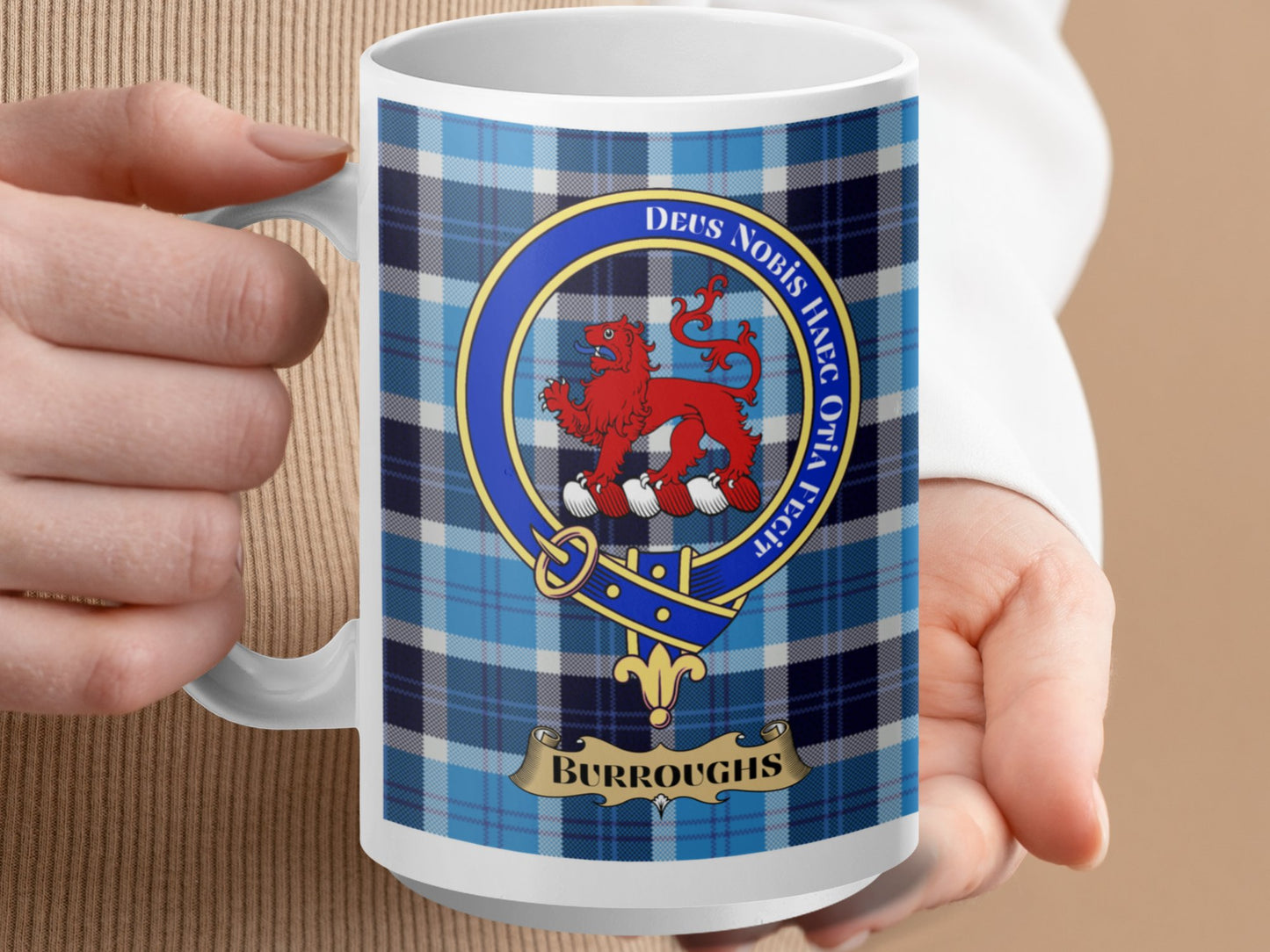 Burroughs Clan Crest Tartan Plaid Coffee Mug - Living Stone Gifts