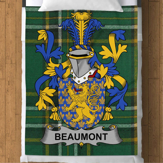 Beaumont Surname Irish Tartan Throw Blanket - Living Stone Gifts