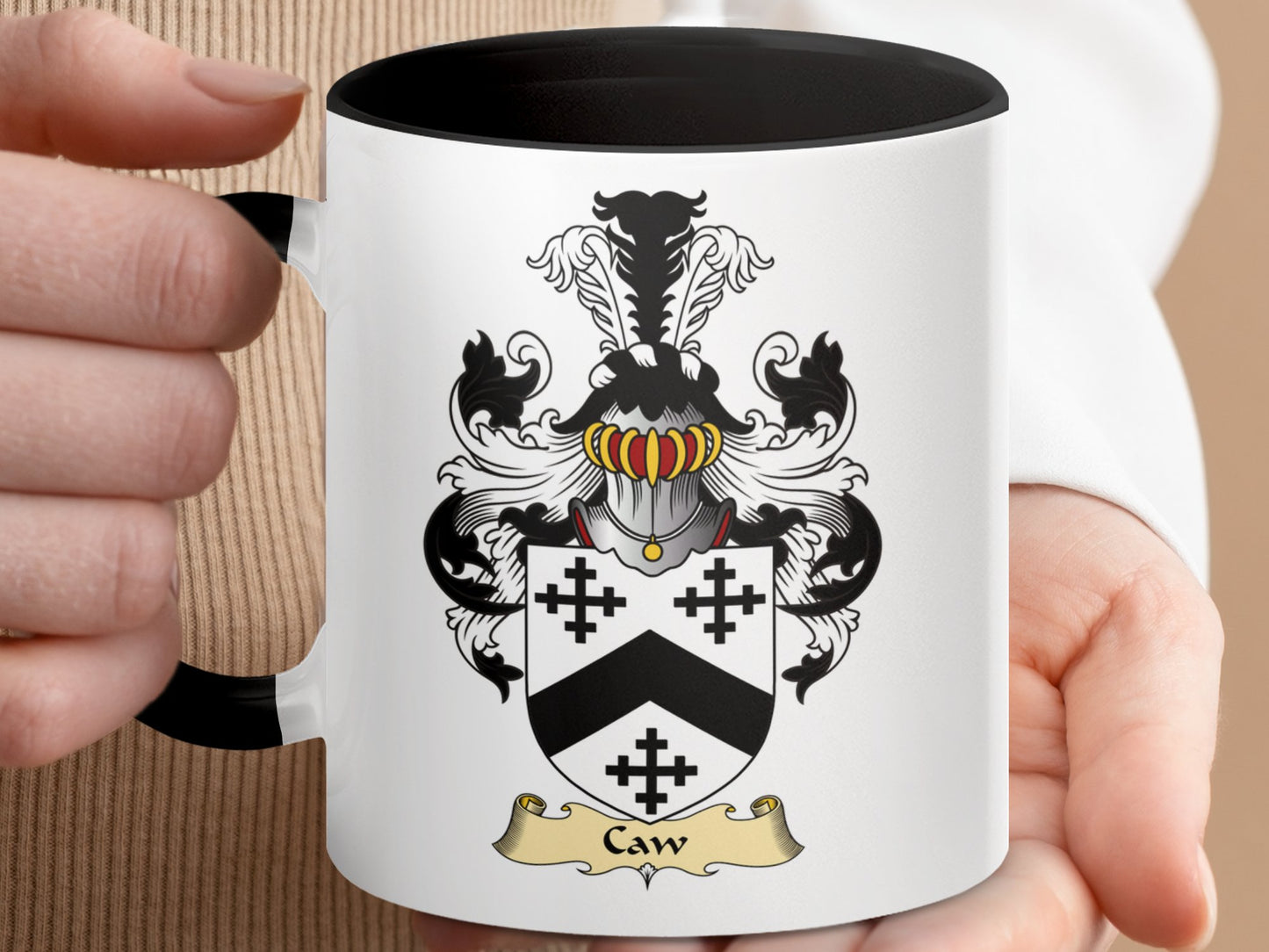 Clan Caw Scottish Coat of Arms Accent Coffee Mug - Living Stone Gifts