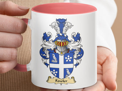 Clan Fowler Scottish coat of arms accent coffee Mug - Living Stone Gifts