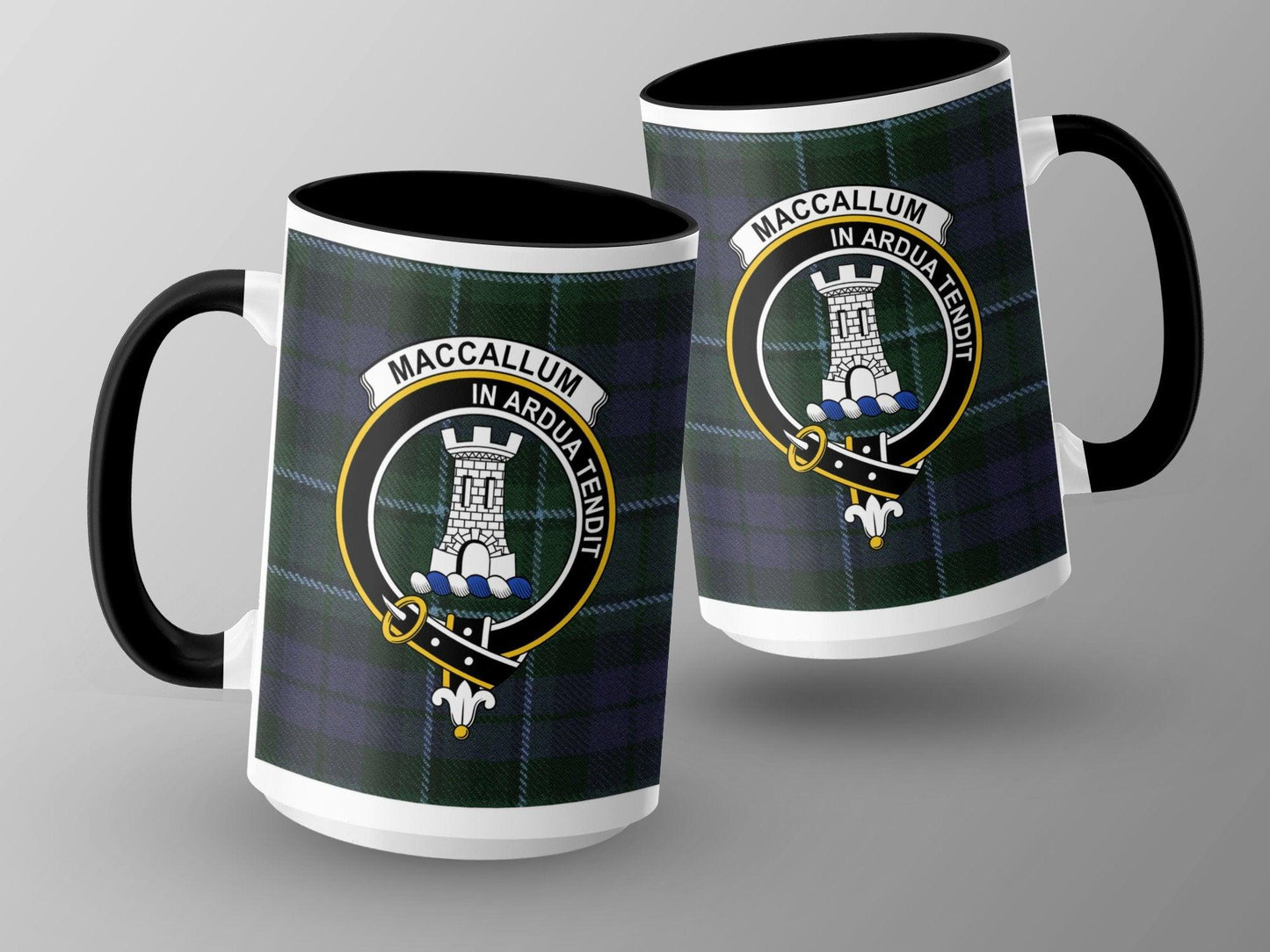 Maccallum Clan Crest In Ardua Tendit Tartan Mug - Living Stone Gifts