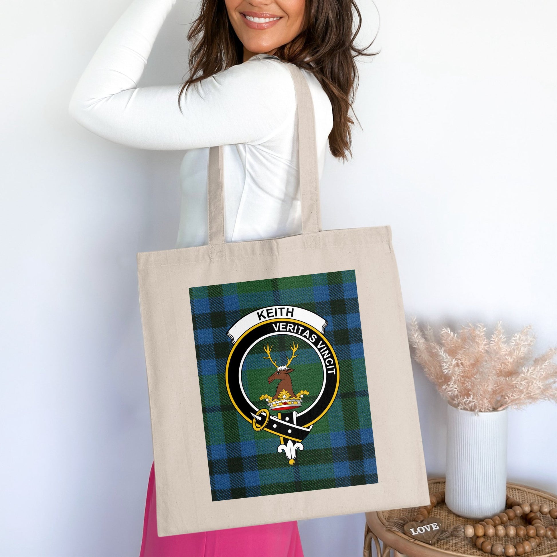 Clan Keith Scottish Crest Tartan Tote Bag - Living Stone Gifts