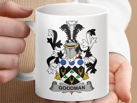 Goodman Surname Irish Family Crest Mug - Celtic Ancestry Gifts