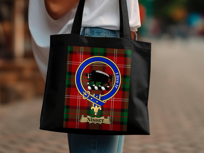 Scottish Clan Crest on Tartan Background Tote Bag - Living Stone Gifts