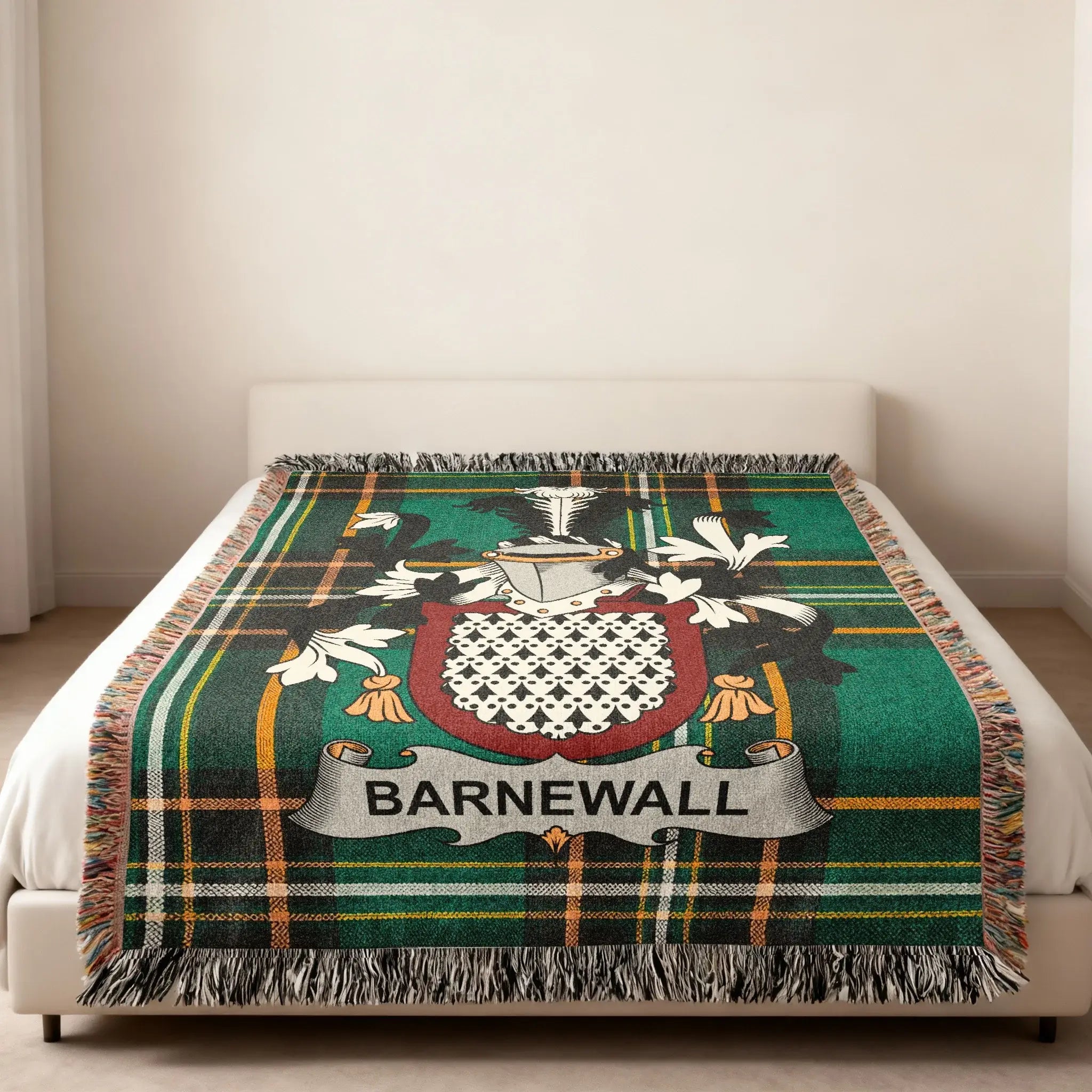 Barnewall Crest Green Tartan Throw Blanket product type