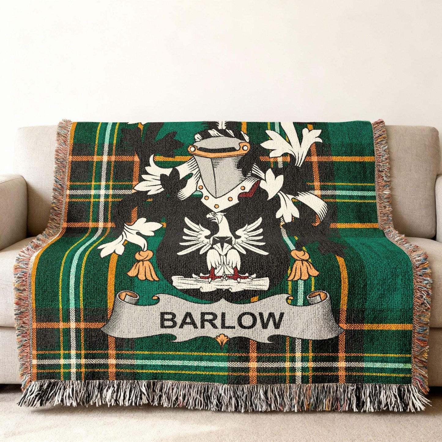 Barlow Family Crest Green Tartan Plaid Throw product type