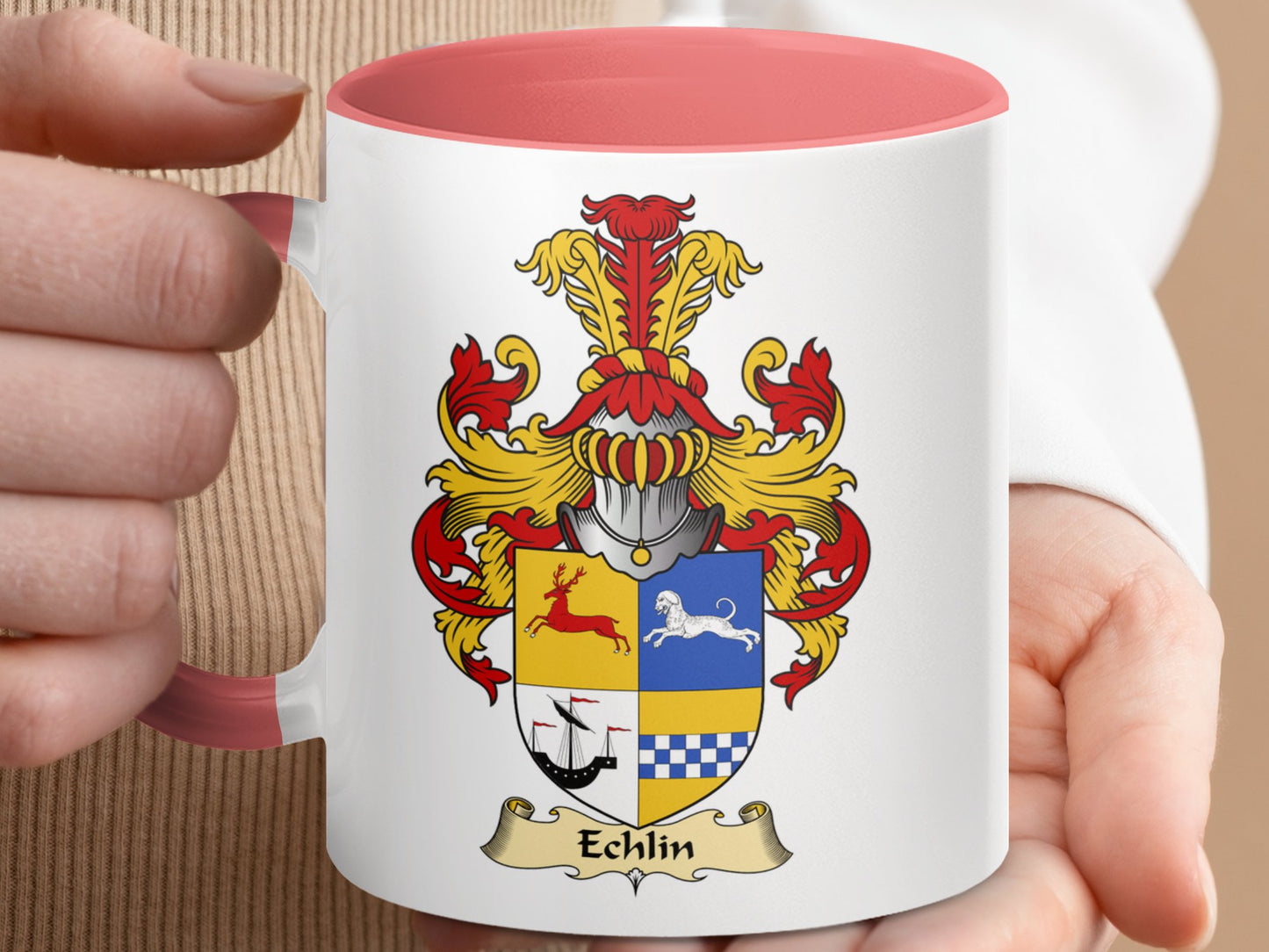 Echlin Clan Scottish Coat of Arms Accent Coffee Mug - Living Stone Gifts