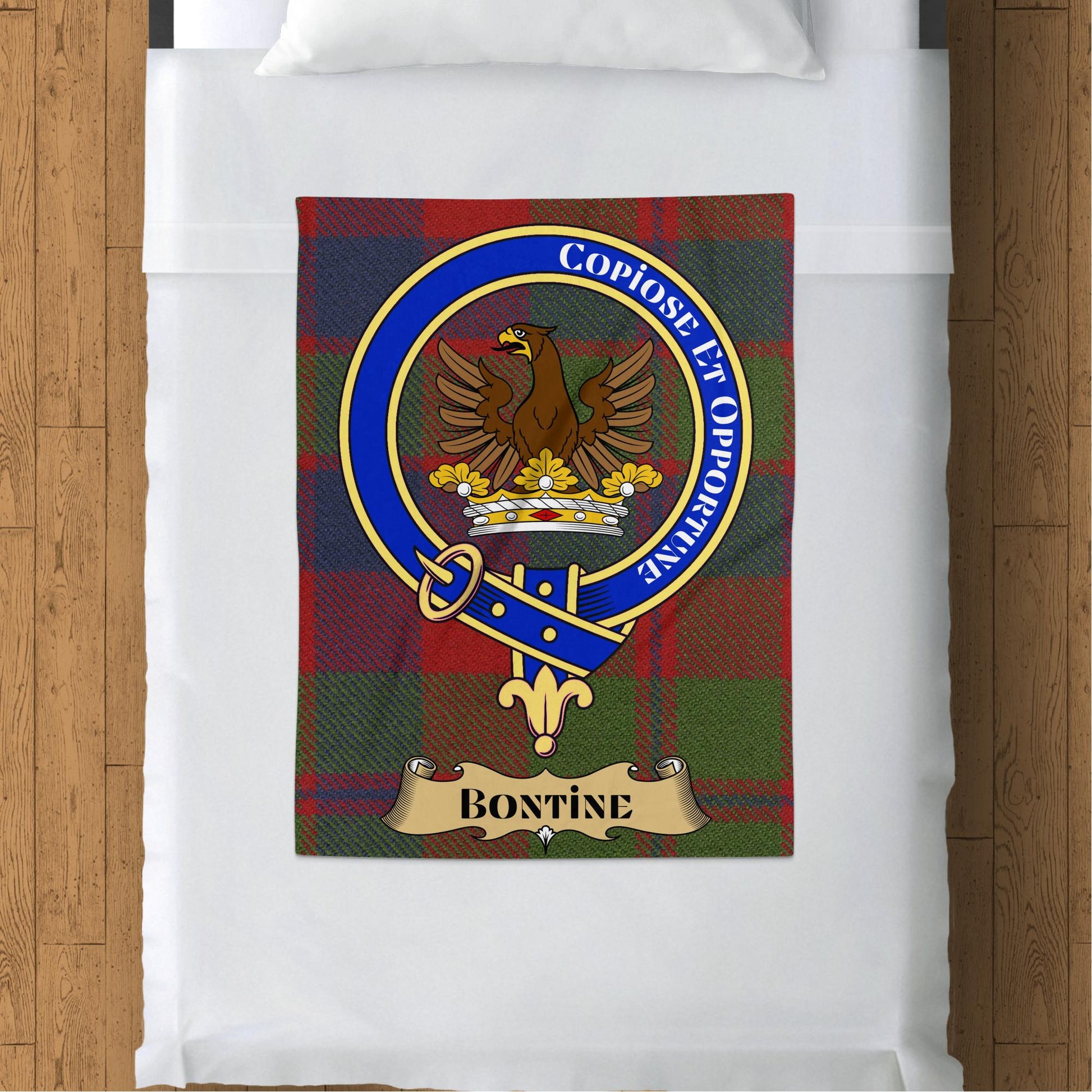 Scottish Clan Bontine Crest Tartan Throw Blanket - Living Stone Gifts