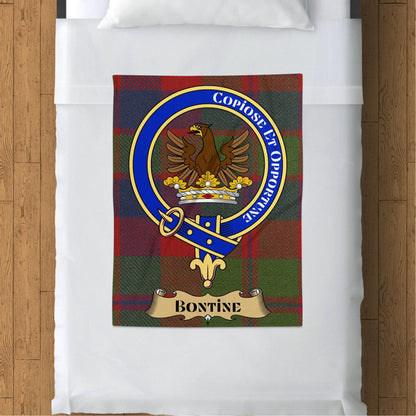 Scottish Clan Bontine Crest Tartan Throw Blanket - Living Stone Gifts