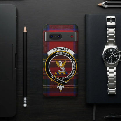 Stewart Crest on Tartan Phone Case Virescit Vulnere Virtus