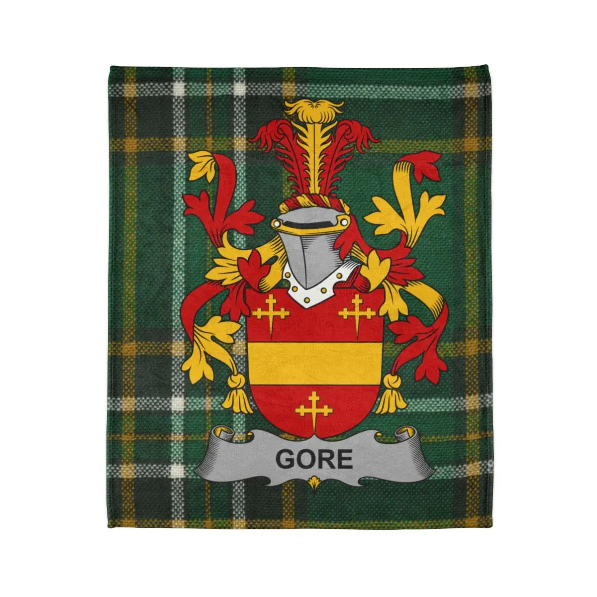 Gore Family Crest Emblem on Plaid Blanket product