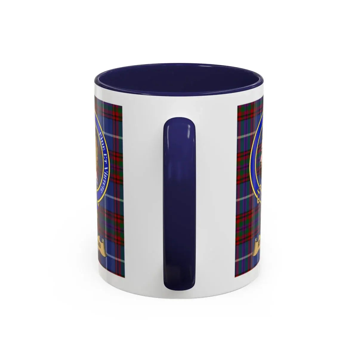 Navy and Plaid Design Mug with Custom Emblem Unique Gift