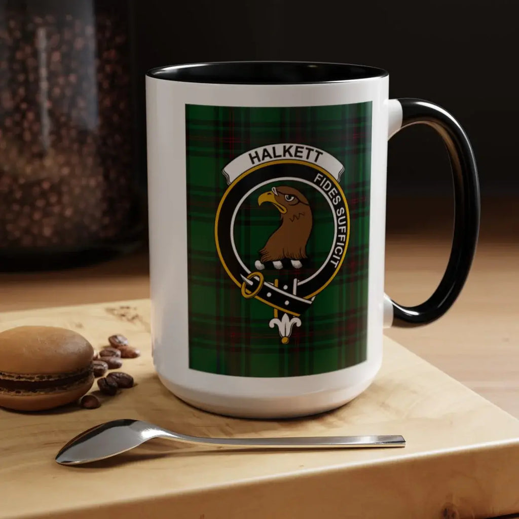 Halkett Eagle Emblem Tartan Design Ceramic Mug