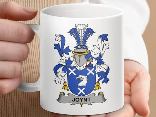 Joynt Family Irish Coat Arms Surname Heraldry Crest Mug - Celtic Ancestry Gifts