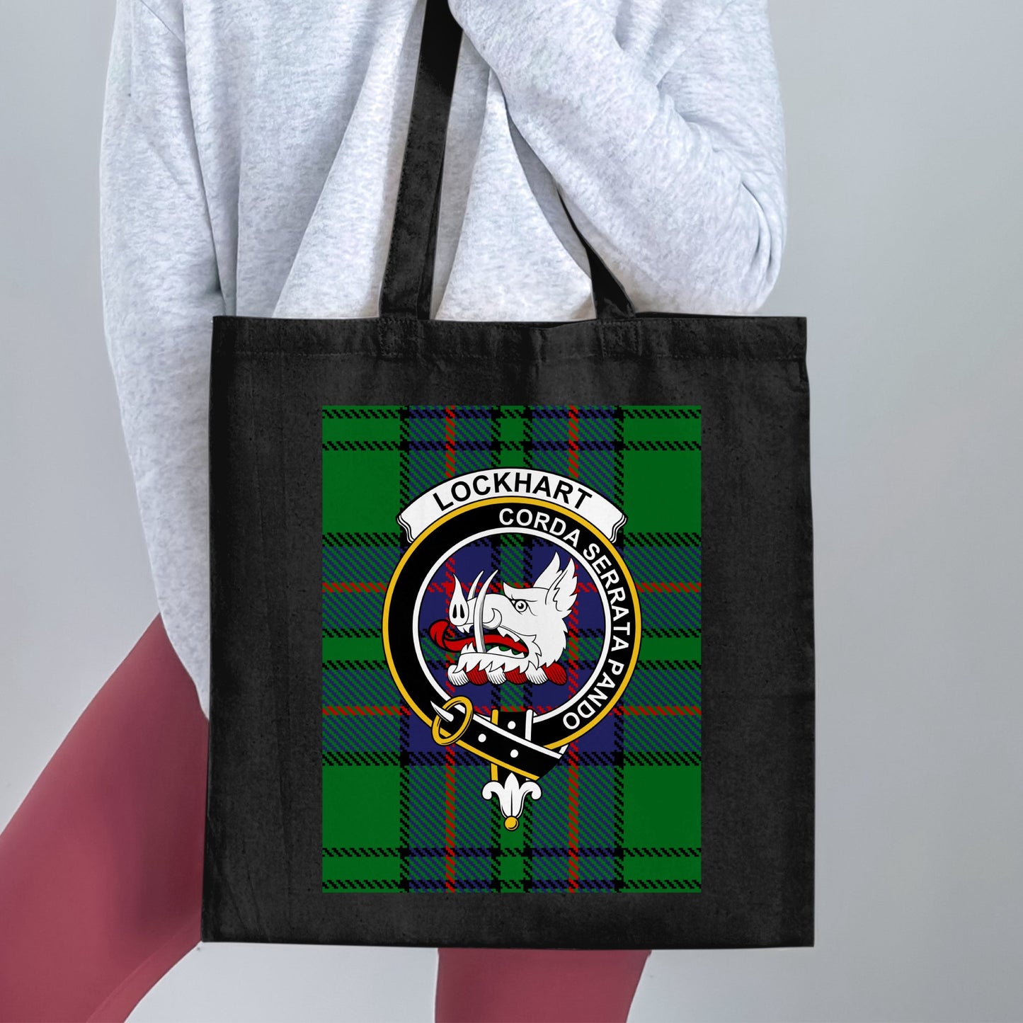 Clan Lockhart Scottish Crest Tartan Tote Bag - Living Stone Gifts