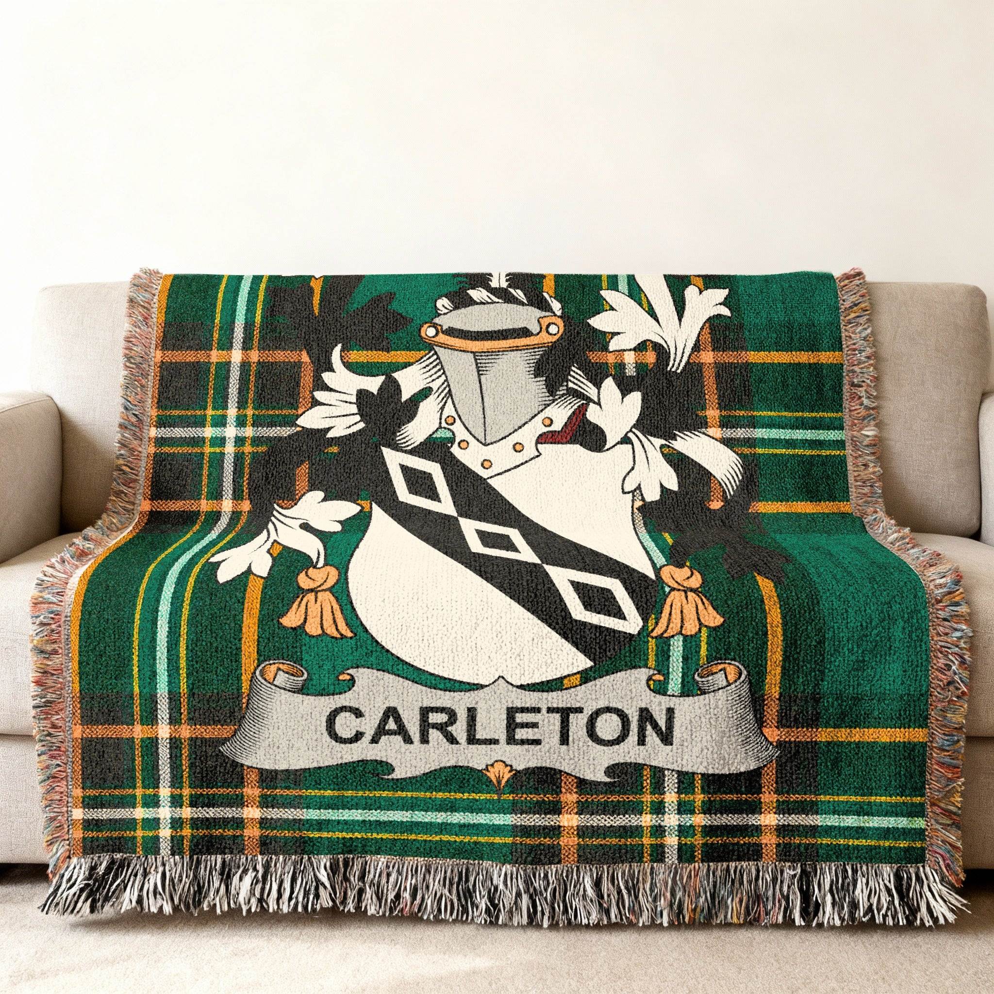 CARLETON Heraldry Green Black Tartan Fringed product type