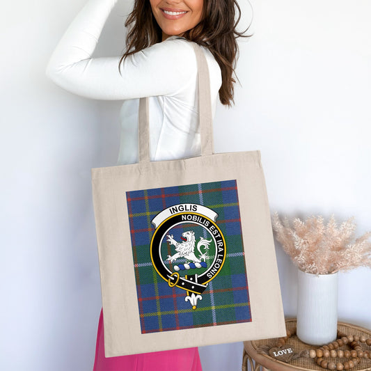 Clan Inglis Scottish Crest Tartan Tote Bag - Living Stone Gifts