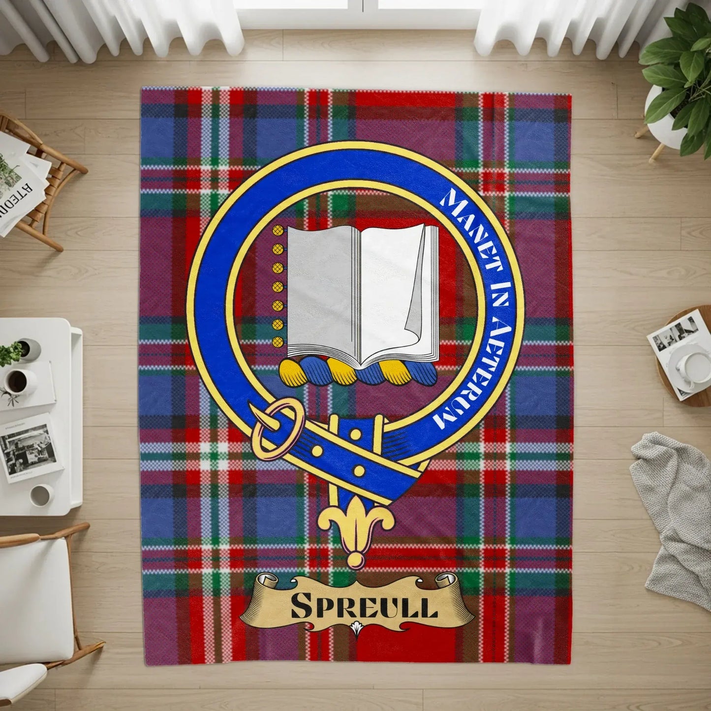 Manet in Aeternum Spreull Crest on Plaid Rug product