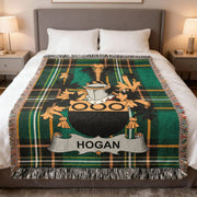 Hogan Irish Woven Blanket | O'Hogan Family Crest Tartan Throw
