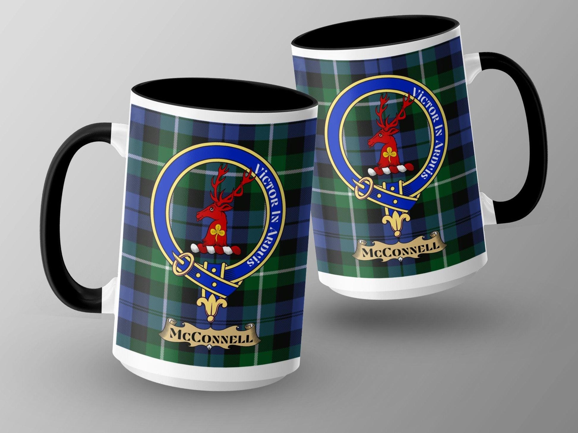 McConnell Scottish Clan Crest and Tartan Design Mug - Living Stone Gifts