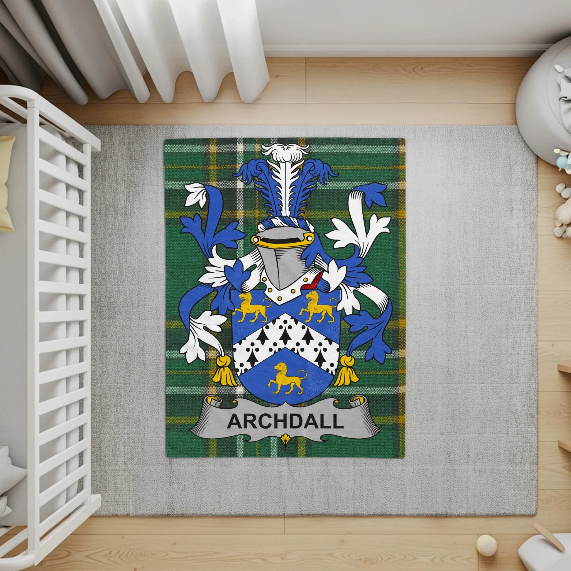 Personalized Family Crest Archdall area rug product