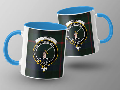 Clan Gunn Scottish Tartan Coat of Arms Crest Mug - Living Stone Gifts