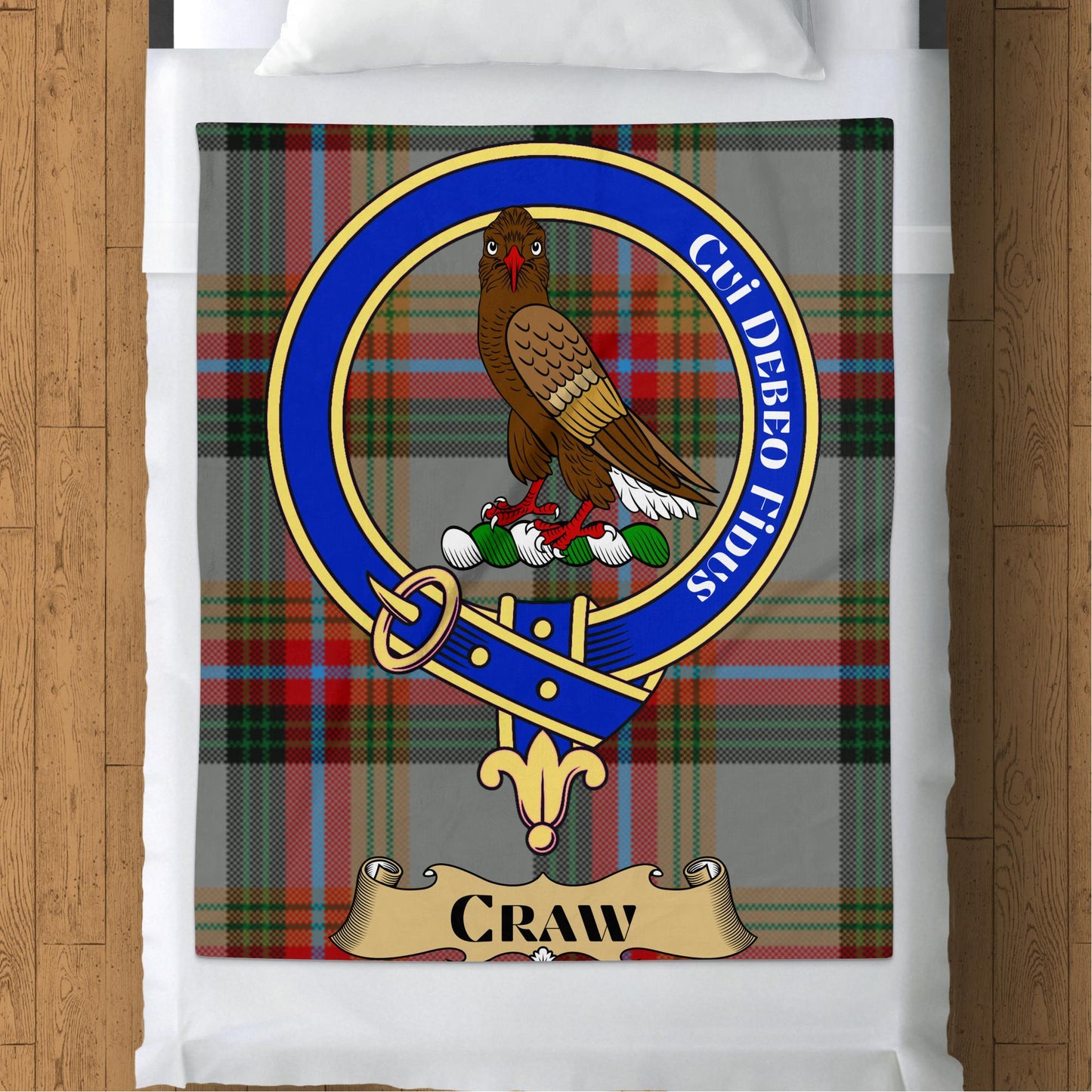 Scottish Clan Craw Crest Tartan Throw Blanket - Living Stone Gifts