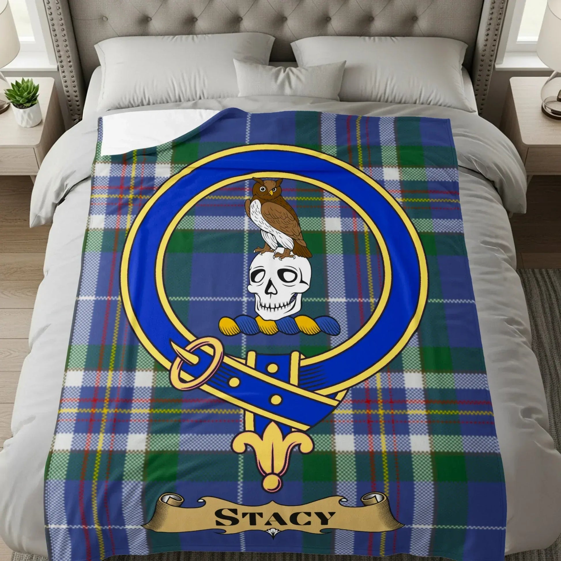 Custom Skull and Owl Clan Crest Stacy Blanket product type