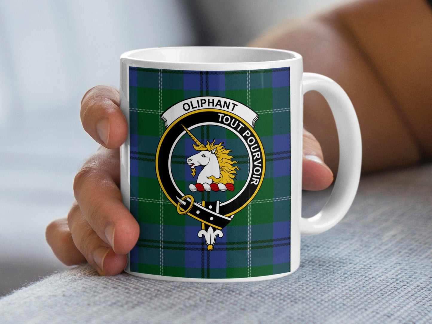 Oliphant Clan Crest Tartan Coffee or Tea Mug - Living Stone Gifts