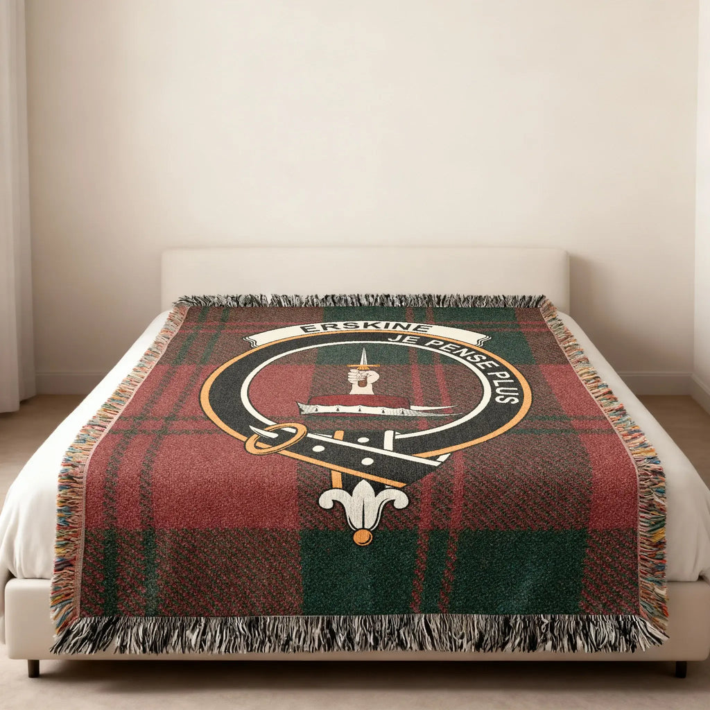 Erskine tartan woven blanket — 80x60 size, heirloom cotton construction with fringe edges