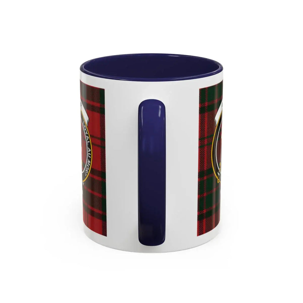 Clan Adair tartan crest accent mug with red handle — 15 oz ceramic Scottish heritage drinkware
