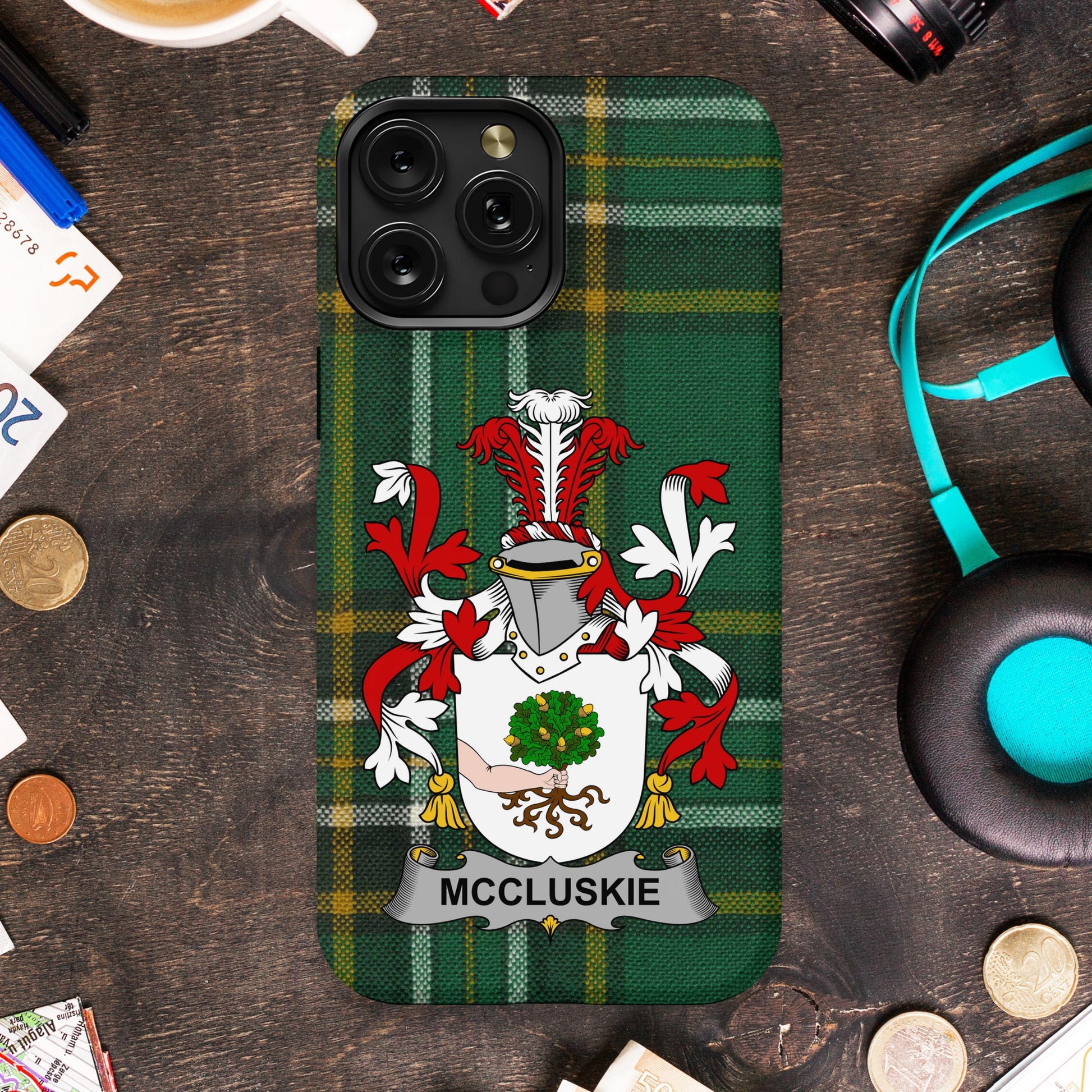 McCluskie Green Tartan Design Custom Phone Case product