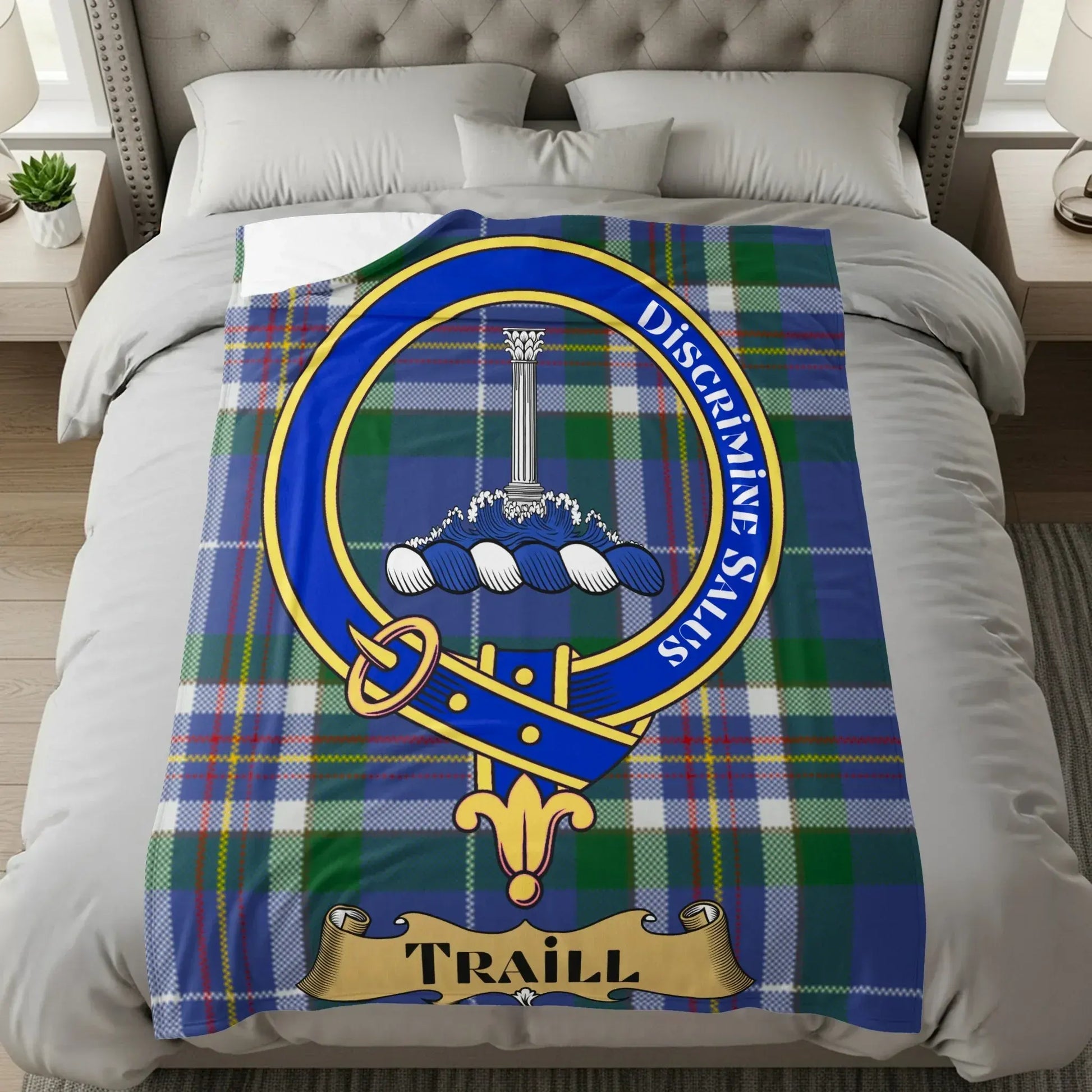 Personalized Clan Traill Tartan Bedding Blanket product type
