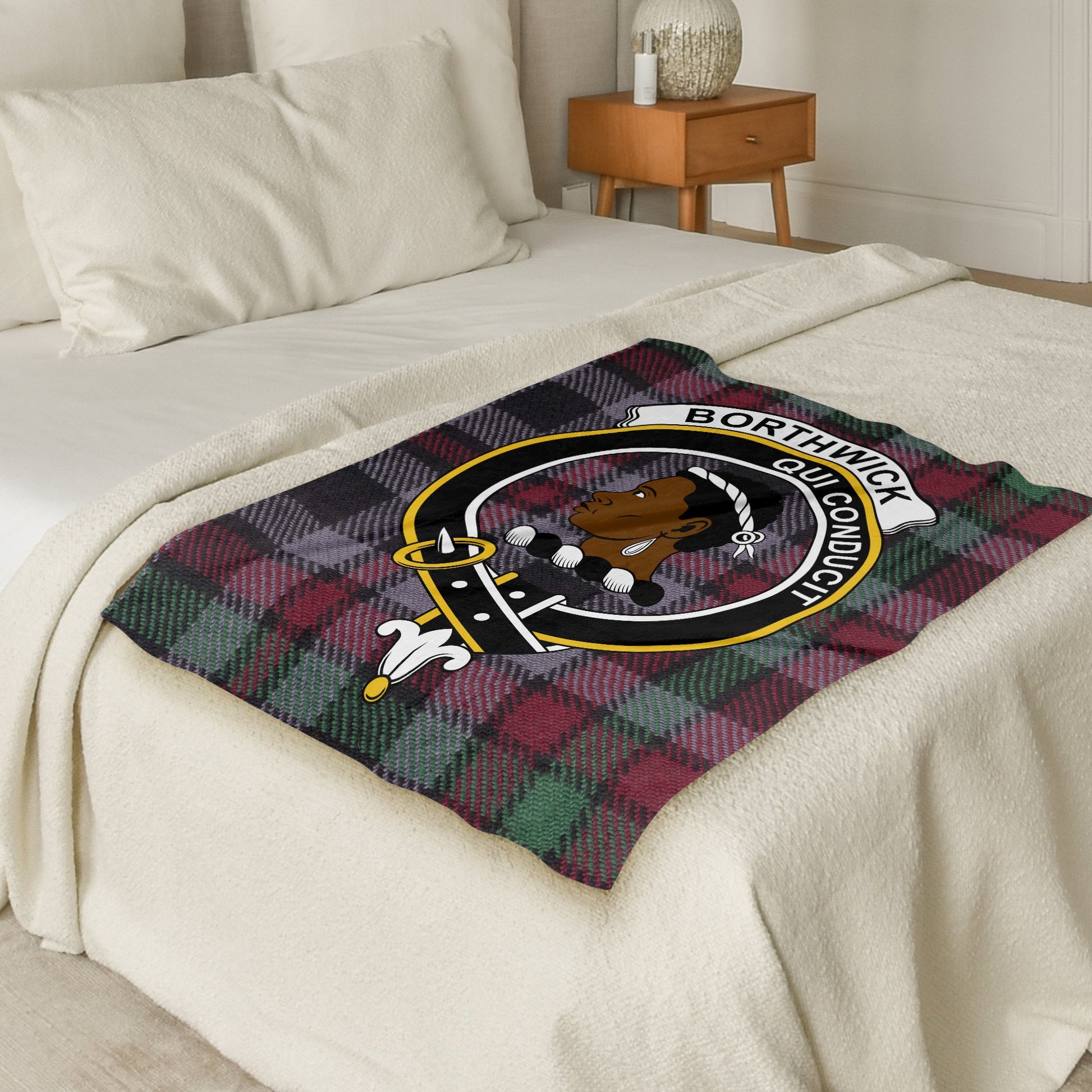 Borthwick Clan Crest Scottish Tartan Throw Blanket - Living Stone Gifts